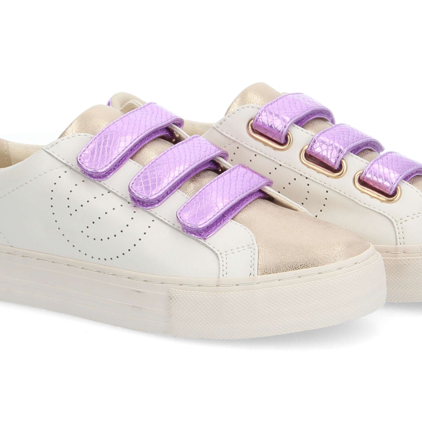 ARCADE STRAPS PERFOS - NAPPA/GLOW/JUNG - BLANC CASSE/GOLD/LILAS